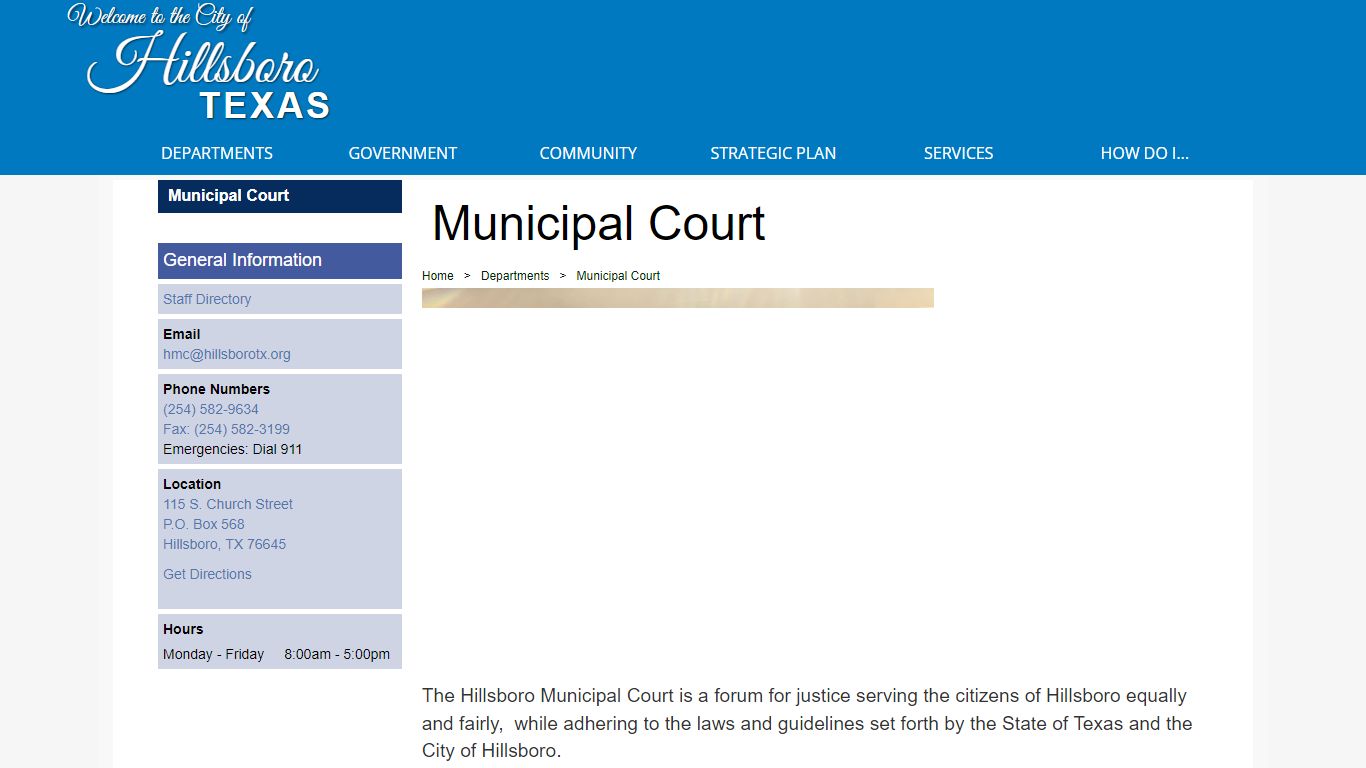 Official Website for the City of Hillsboro Texas - Municipal Court